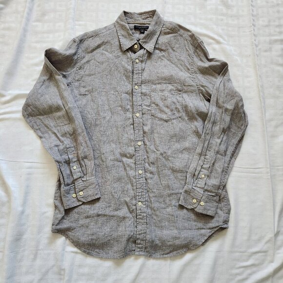 Banana Republic Classic Fit Linen Shirt Mens Large 16-16 1/2 L/S Button Up Gray - Picture 1 of 4